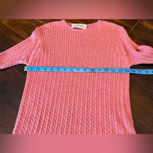 Castle of Ireland Lambswool Sweater Women’s Size M / 40 Pullover Cable Knit Pink - Picture 7 of 9